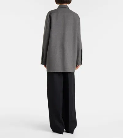 Jil Sander Wool Canvas Shirt In Gray