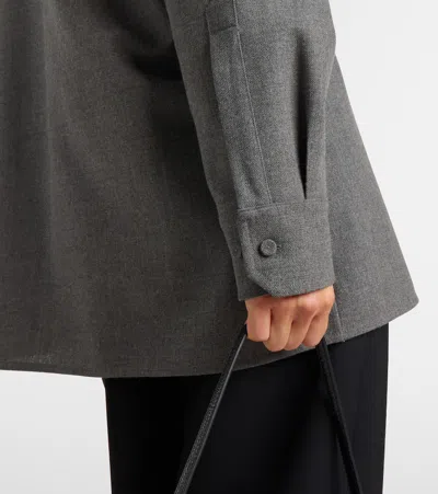 Jil Sander Wool Canvas Shirt In Gray