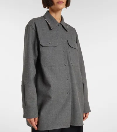 Jil Sander Wool Canvas Shirt In Gray