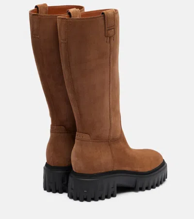 Hogan Chunky Sole Round Toe Ankle Boots In Brown