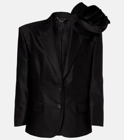 花卉贴花棉质西装式外套