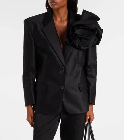 花卉贴花棉质西装式外套