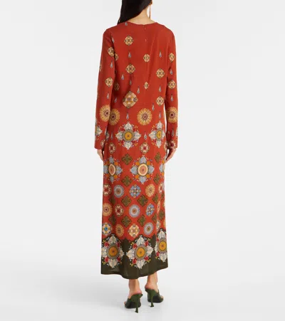 La Doublej Swing Printed Jersey Maxi Dress In Orange
