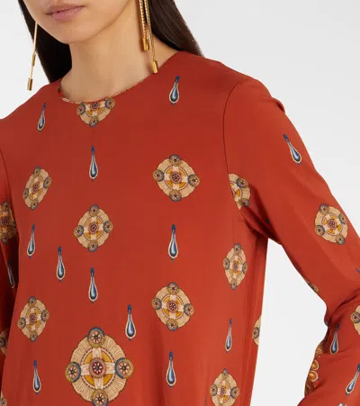 La Doublej Swing Printed Jersey Maxi Dress In Orange