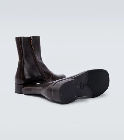 Our Legacy Chocolate Leather Camion Ankle Boots In Brown