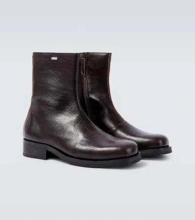 Our Legacy Chocolate Leather Camion Ankle Boots In Brown