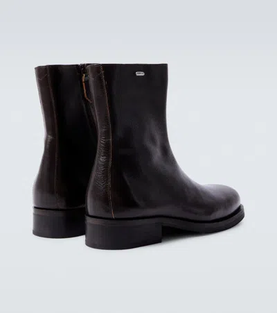 Our Legacy Chocolate Leather Camion Ankle Boots In Brown