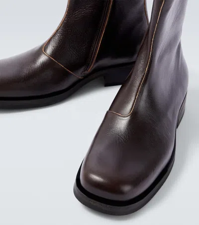 Our Legacy Chocolate Leather Camion Ankle Boots In Brown