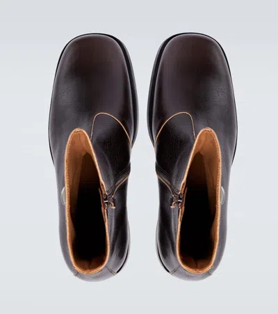 Our Legacy Chocolate Leather Camion Ankle Boots In Brown
