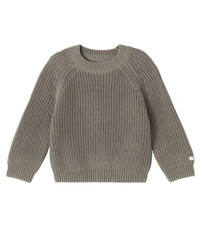 Donsje Baby Jade Ribbed-knit Cotton Sweater In Gray