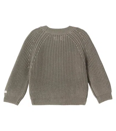 Donsje Baby Jade Ribbed-knit Cotton Sweater In Gray