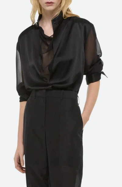 Helmut Lang Relaxed Fit Silk Shirt In Black