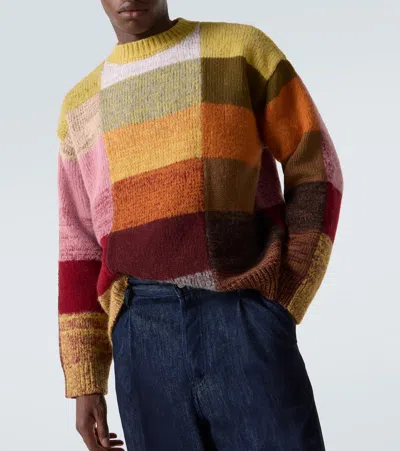 Dries Van Noten Marti Crew Neck Knite With Check Motif Knitwear Multicolor In Multi