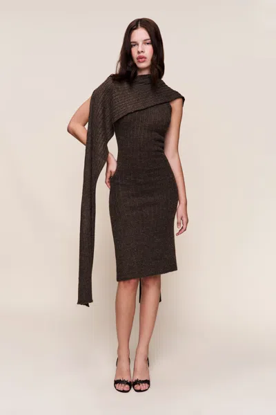 Danielle Guizio Ny Hooded Knit Dress In Brown