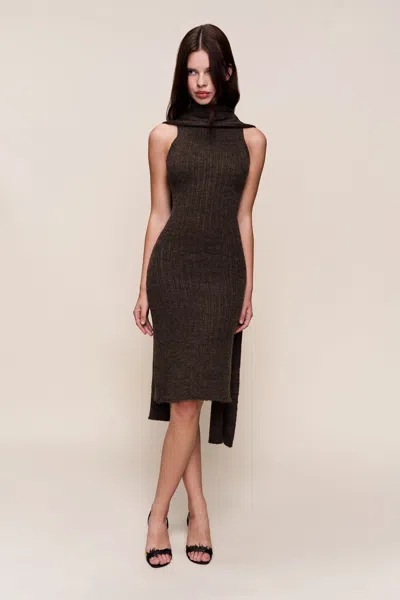 Danielle Guizio Ny Hooded Knit Dress In Brown