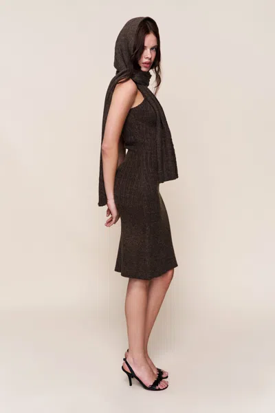 Danielle Guizio Ny Hooded Knit Dress In Brown