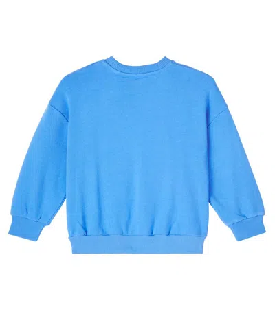 Mini Rodini Dog Embroidered Cotton Jersey Sweatshirt In Blue