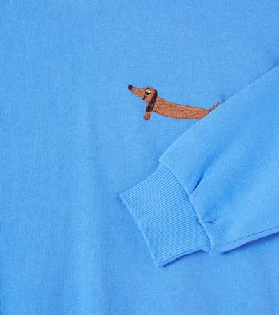 Mini Rodini Dog Embroidered Cotton Jersey Sweatshirt In Blue