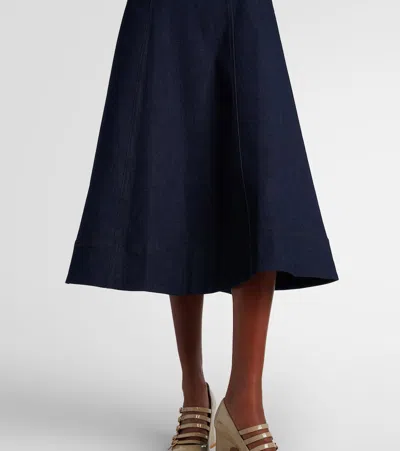 Veronica Beard Dulce Cotton-blend Denim Midi Dress In Blue