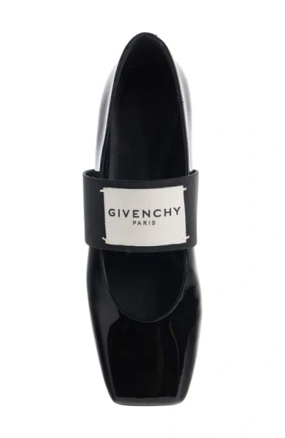 Givenchy Sliced Square Label Patent Leather Ballerina Flats In Black