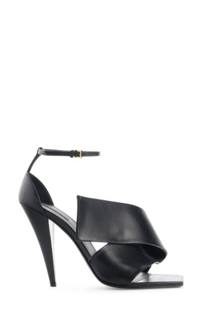 Givenchy Sliced Square Heeled Sandals In Leather In Black