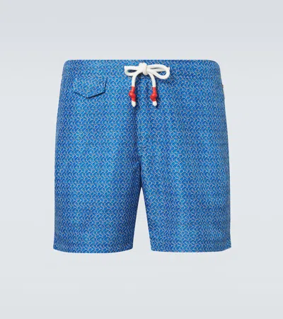 Orlebar Brown Standard Riptide Straight-leg Mid-length Printed Swim Shorts In Blue