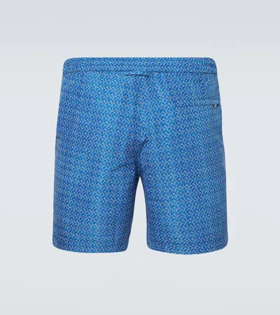 Orlebar Brown Standard Riptide Straight-leg Mid-length Printed Swim Shorts In Blue