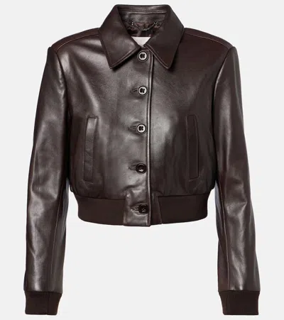 Dorothee Schumacher Sleek Statement Cropped Leather Jacket In Brown