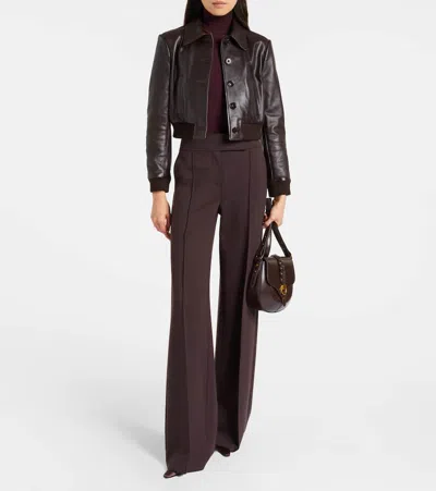 Dorothee Schumacher Sleek Statement Cropped Leather Jacket In Brown