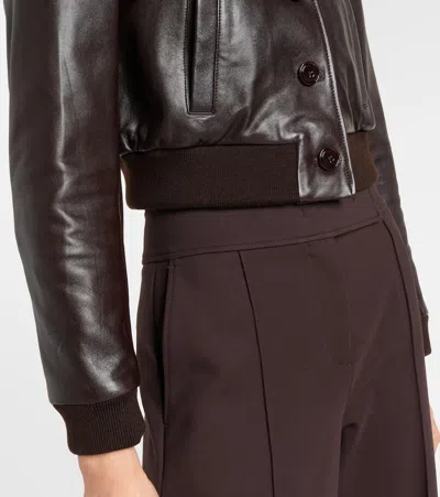 Dorothee Schumacher Sleek Statement Cropped Leather Jacket In Brown