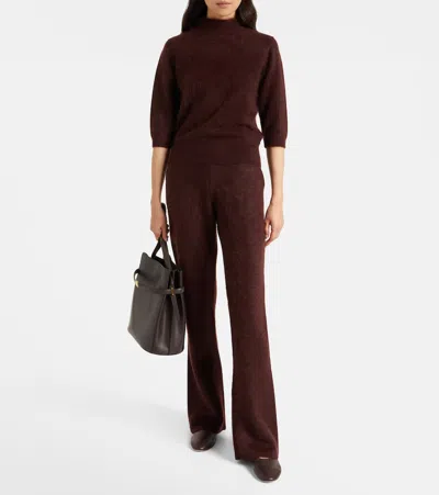 Dorothee Schumacher Fluffy Statement Wool And Cashmere-blend Flared Pants In Brown