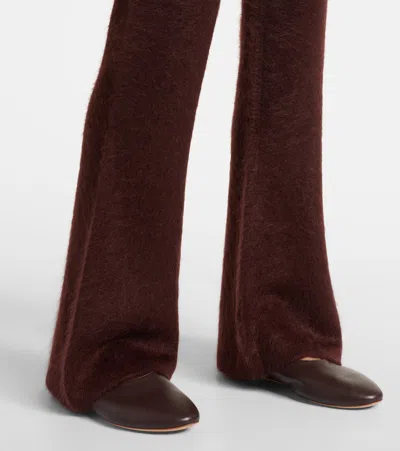 Dorothee Schumacher Fluffy Statement Wool And Cashmere-blend Flared Pants In Brown