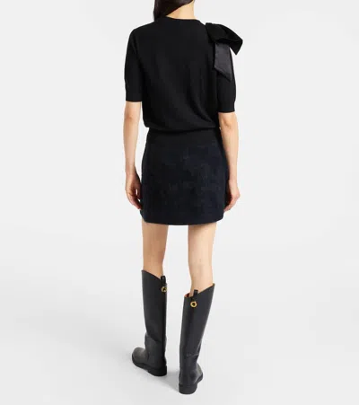 Dorothee Schumacher Virgin Merino Pullover With Satin Bow In Animal Print