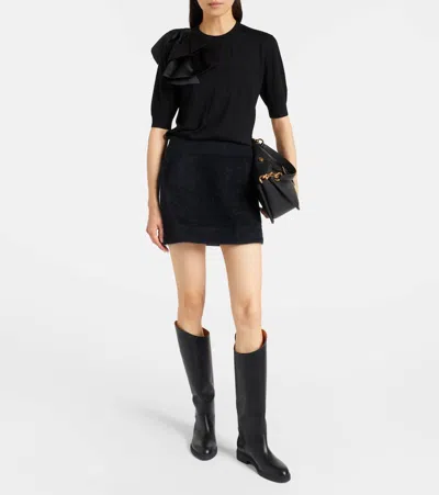 Dorothee Schumacher Virgin Merino Pullover With Satin Bow In Animal Print