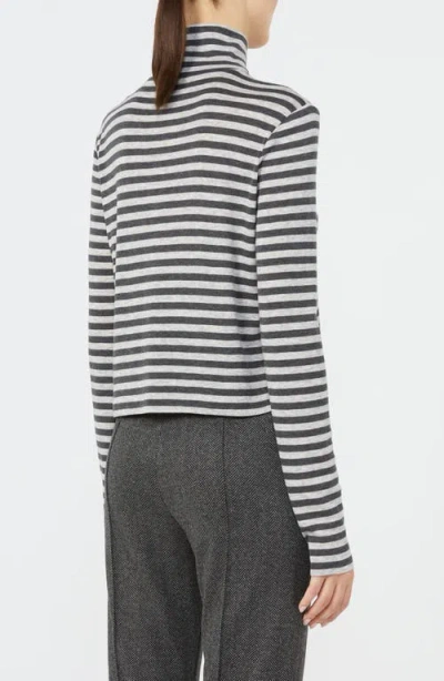 Mm By Max Mara Blasy Stripe Mock Neck Top In Black
