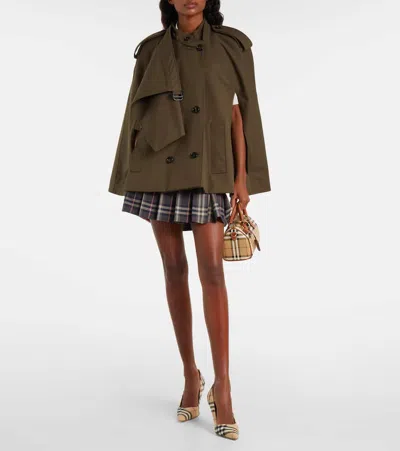 Burberry Mini Bag Structured Shape Check Pattern Top Handle In Sand