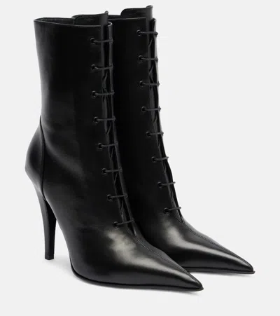 Alexander Mcqueen Leather Ankle Boots In Black