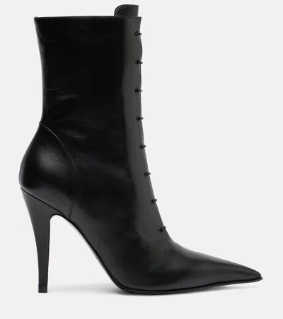 Alexander Mcqueen Leather Ankle Boots In Black