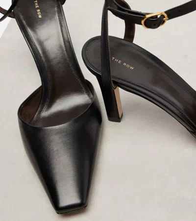 The Row Carla Leather Ankle-strap Pumps In Black