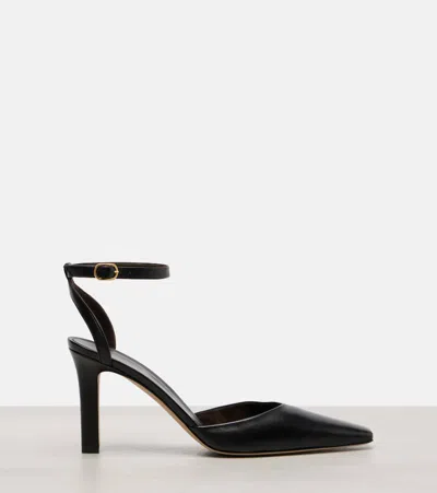 The Row Carla Leather Ankle-strap Pumps In Black