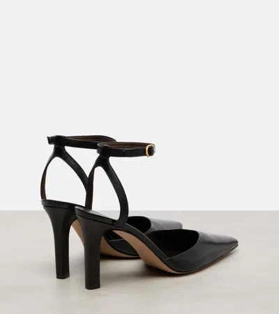 The Row Carla Leather Ankle-strap Pumps In Black