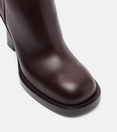 Burberry Cavalier 85 Leather Knee-high Boots In Burgundy