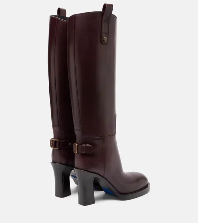 Burberry Cavalier 85 Leather Knee-high Boots In Burgundy