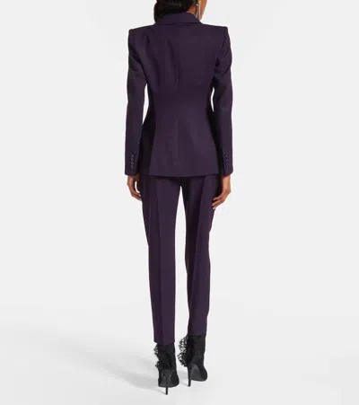Alexander Mcqueen Grain De Poudre Wool Single-breasted Blazer In Purple
