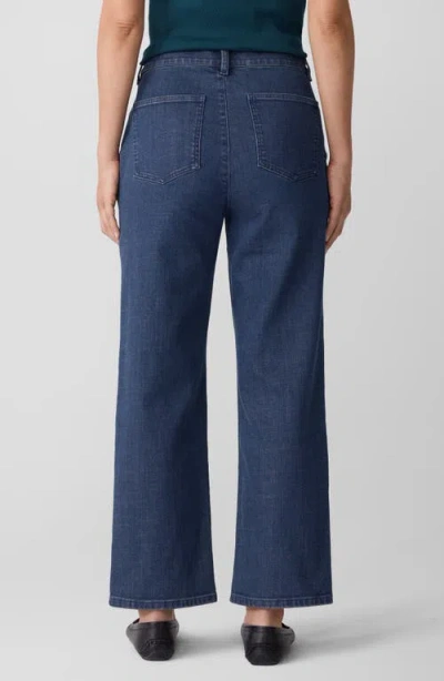 Eileen Fisher High Rise Ankle Straight Leg Jeans In Medium Indigo In Blue