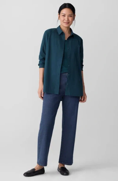 Eileen Fisher High Rise Ankle Straight Leg Jeans In Medium Indigo In Blue