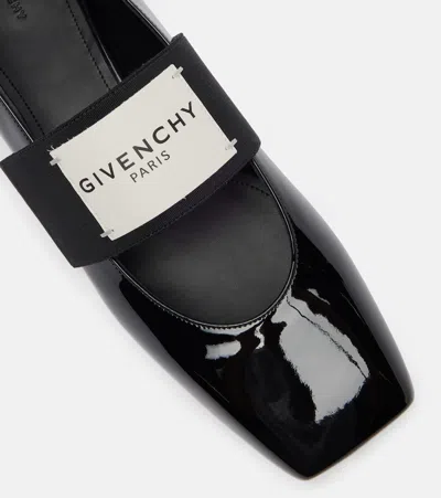 Givenchy Sliced Square Label Patent Leather Ballerina Flats In Black