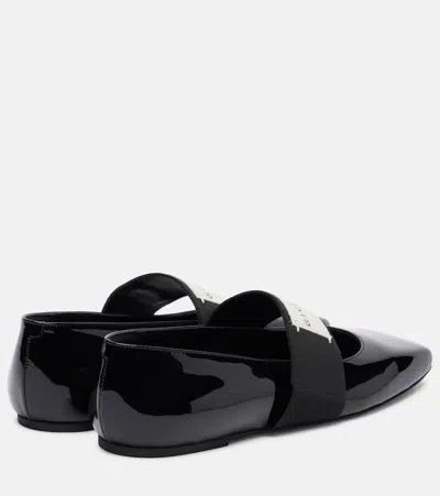 Givenchy Sliced Square Label Patent Leather Ballerina Flats In Black