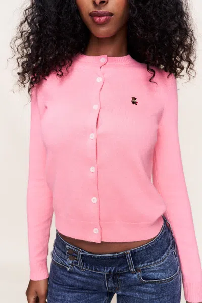 Danielle Guizio Ny June Relaxed Wool Cardigan In Pink