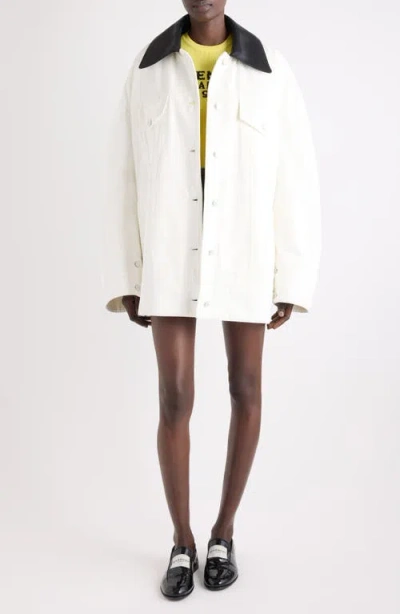 Givenchy Oversize Denim Trucker Jacket With Leather Collar In Yellow